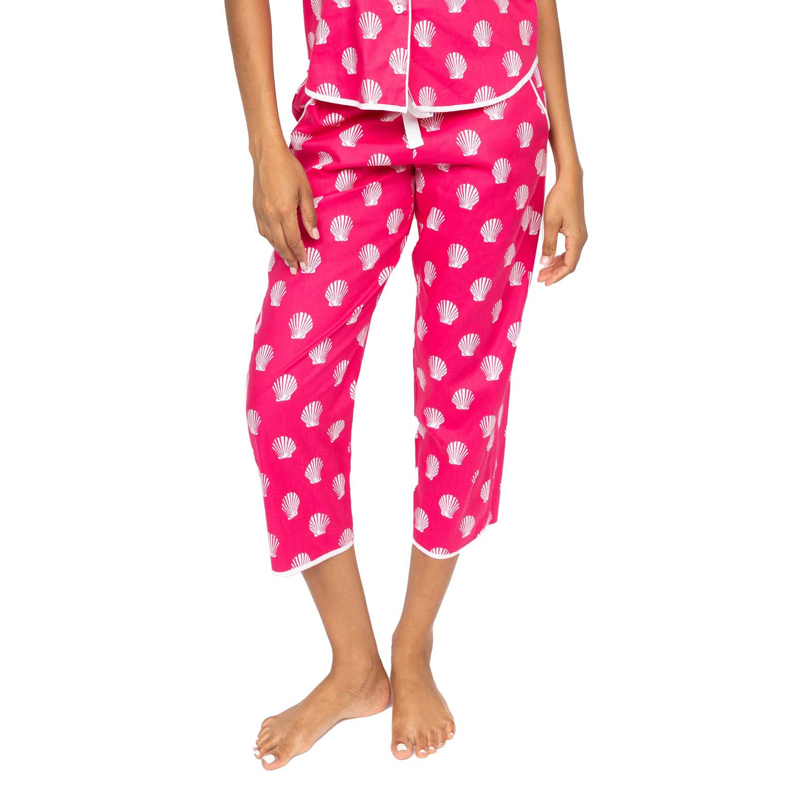 Cyberjammies Bright Pink Shell Print Cropped Pyjama Bottoms